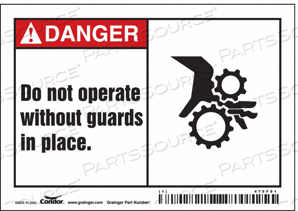 OEM#: 475F91J6923 ЗНАК БЕЗОПАСНОСТИ 10 ШX3-1/2 В 0,004 ТОЛЩИНА от Condor