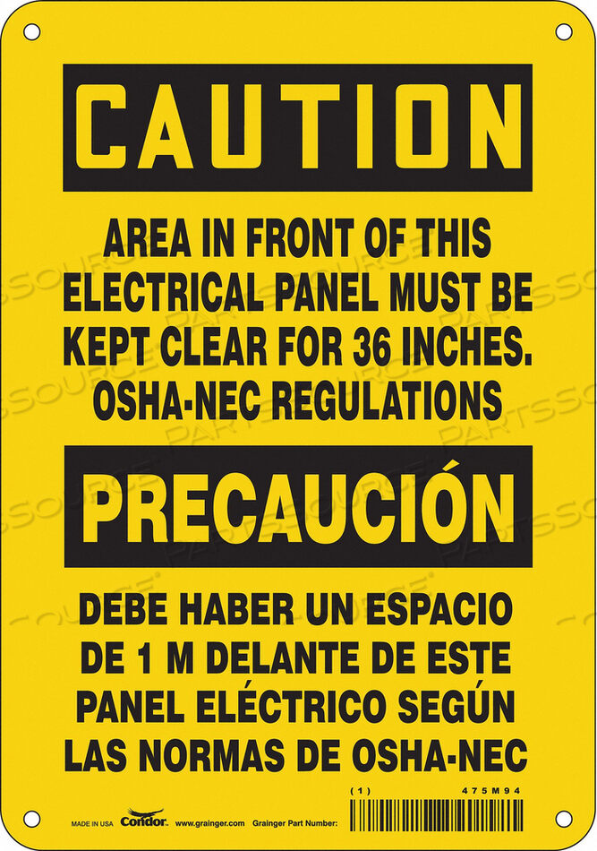 OEM#: 475M94SAFETY SIGN 7 W 10 H 0.032 THICKNESS by Condor