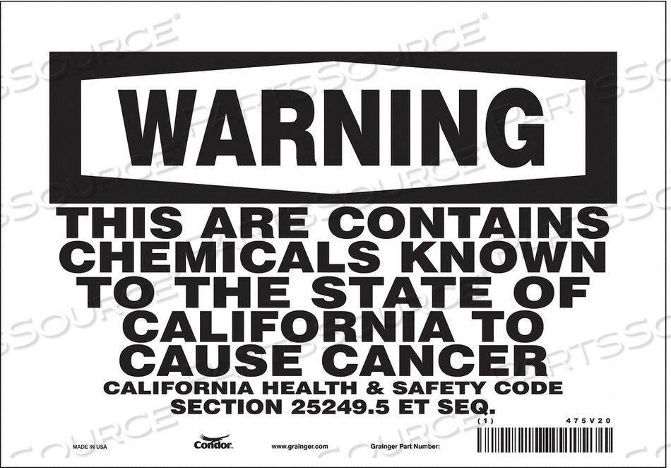 OEM#: 475V20ЗНАК БЕЗОПАСНОСТИ 10 ШX7 В 0,004 ТОЛЩИНА от Condor