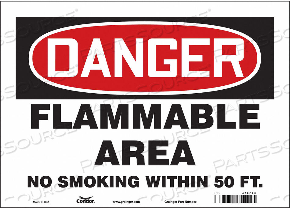 OEM#: 478F70DANGER SIGN 14 WX10 H 0.004 THICKNESS by Condor