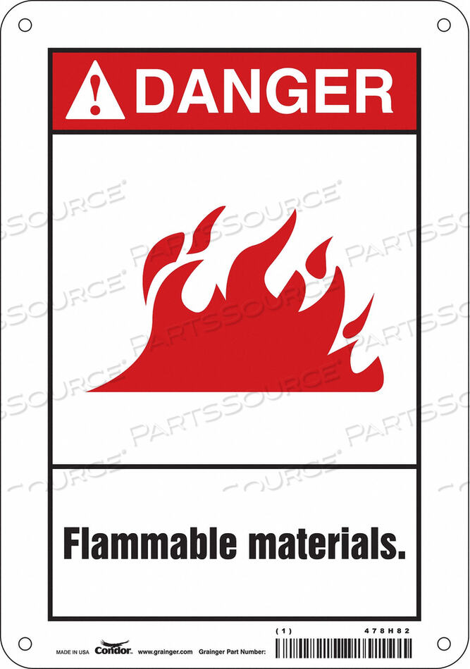 OEM#: 478H82DANGER SIGN 7 WX10 H 0.055 THICKNESS by Condor