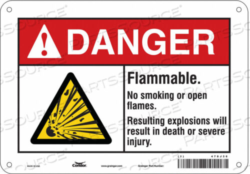 OEM#: 478J36DANGER SIGN 10 WX7 H 0.032 THICKNESS by Condor