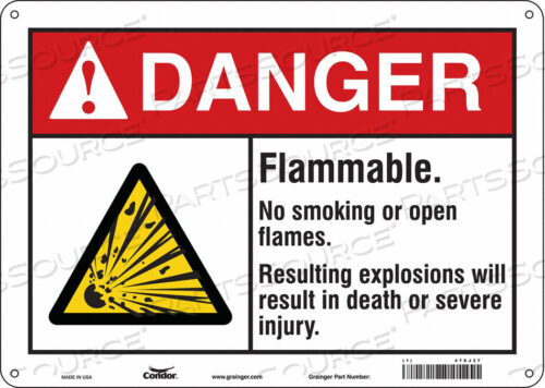 OEM#: 478J37DANGER SIGN 14 WX10 H 0.032 THICKNESS by Condor