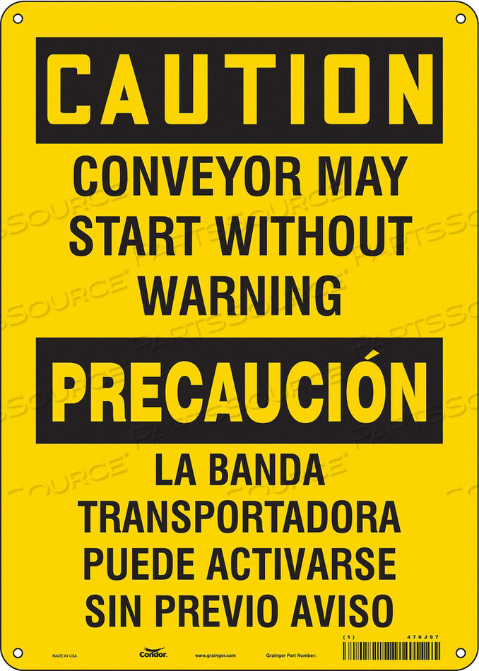OEM#: 478J97SAFETY SIGN 10 WX14 H 0.032 THICKNESS by Condor