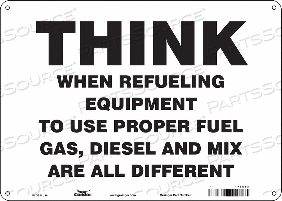 OEM#: 478K52SAFETY SIGN 14 WX10 H 0.055 THICKNESS by Condor