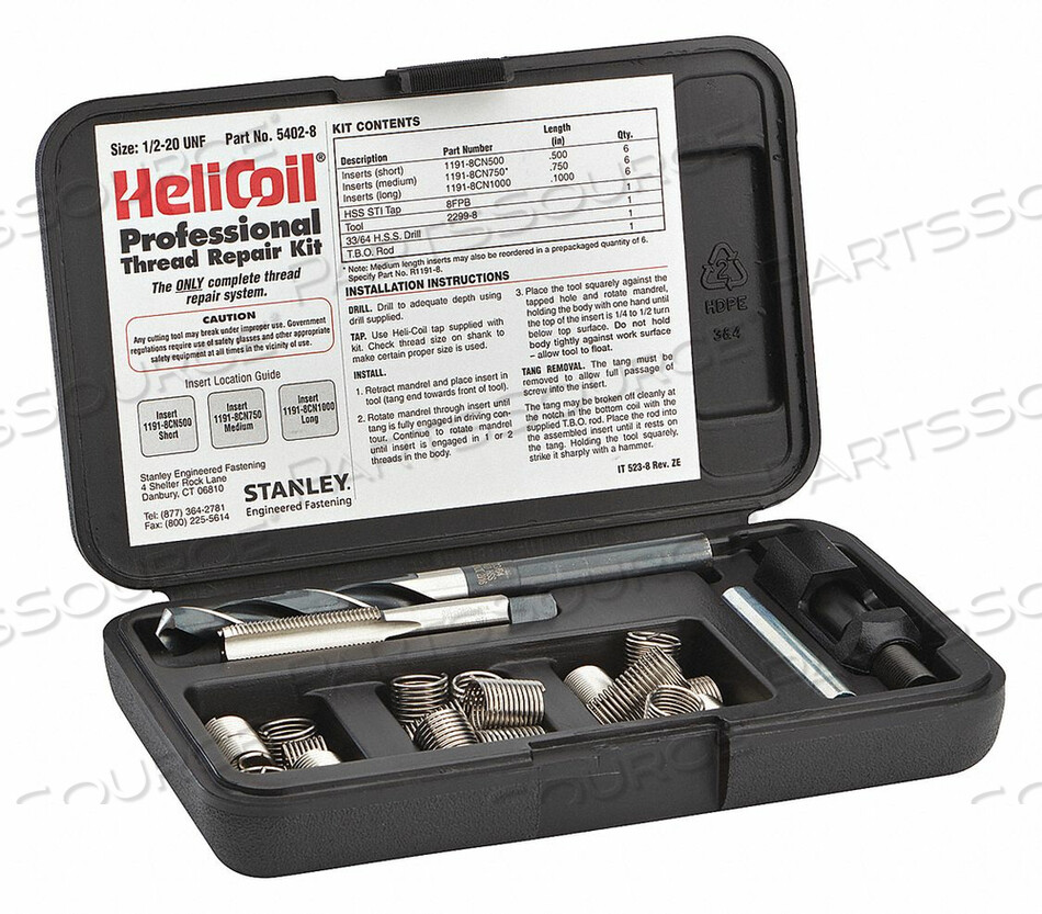 OEM#: 5402-8КОМПЛЕКТ ДЛЯ РЕМОНТА РЕЗЬБЫ 304 SS 1/2-20 18 ШТ. от Heli-Coil