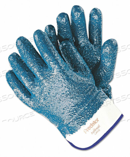 OEM#: 127-9761RPREDATOR PREMIUM NITRILE-COATED GLOVES, BLUE/WHITE, LARGE, 12 PAIRS by MCR Safety