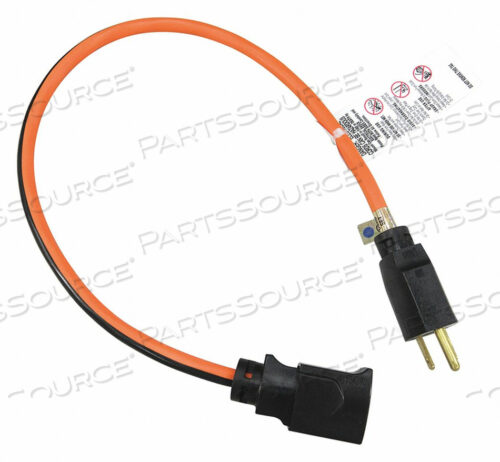 OEM#: 52NY10УДЛИНИТЕЛЬ ДЛЯ ШНУРА ПИТАНИЯ, 2 ФУТА, 15 А, 125 В переменного тока, 14 AWG, NEMA 5-15P - NEMA 5-15R, ОРАНЖЕВЫЙ С ЧЕРНОЙ ПОЛОСОЙ от Power First