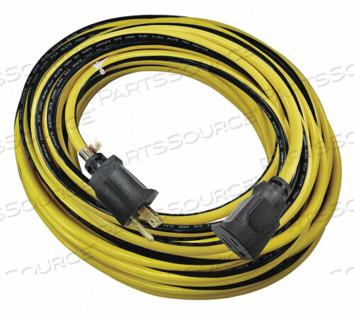 OEM#: 52NY25УДЛИНИТЕЛЬ ДЛЯ ШНУРА ПИТАНИЯ, 50 ФУТОВ, 15 А, 125 В переменного тока, 12 AWG, NEMA 5-15P - NEMA 5-15R, ЖЕЛТЫЙ С ЧЕРНОЙ ПОЛОСОЙ от Power First