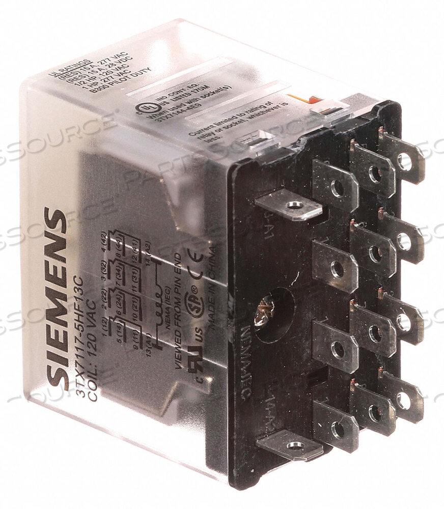 OEM#: 3TX7117-5HF13CPLUG-IN RELAY 4PDT 15A 120VAC от Siemens
