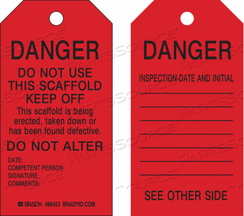OEM#: 86573DANGER TAG 5-3/4 X 3 IN BK/R MET PK10 от Brady Americas