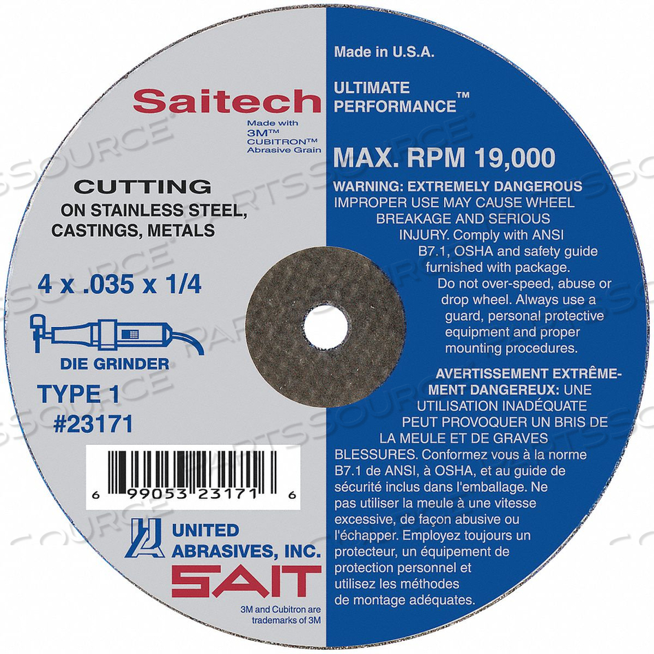 OEM#: 23152ОТРЕЗНОЙ КРУГ SAITECH 3 X.035 X1/4 от United Abrasives-Sait