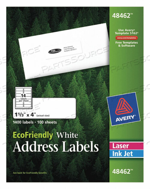 ЛАЗЕРНАЯ/СТРУЙНАЯ ЭТИКЕТКА 1-1/3 H 4 W PK100