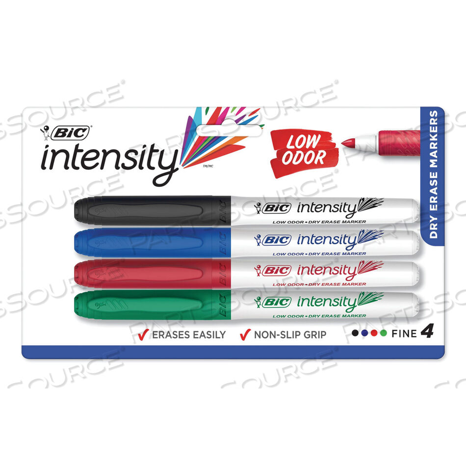 OEM#: GDEP41 ASTINTENSITY LOW ODORD FINE POINT DRY ERASE MARKER, ТОНКИЙ КОНЧИК-ПУЛЕВИД, АССОРТИ ЦВЕТА, 4/НАБОР от BIC
