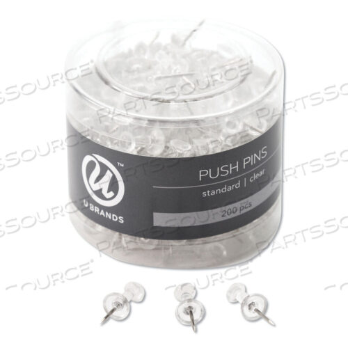 OEM#: 658U08-24STANDARD PUSH PINS, PLASTIC, CLEAR, 0.44, 200/PACK by U Brands