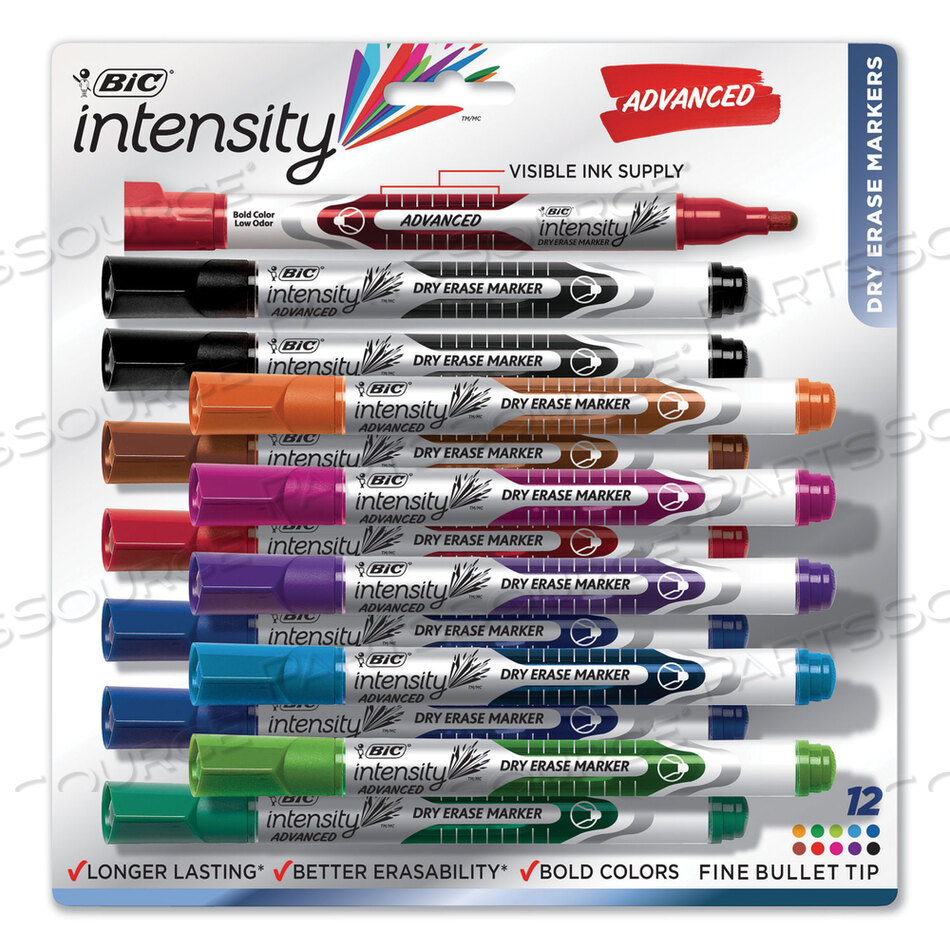 OEM#: GELIPP121-ASTINTENSITY ADVANCED DRY ERASE MARKER, КАРМАННЫЙ ФОРМАТ, СРЕДНИЙ ПУЛЕВОЙ НАКОНЕЧНИК, АССОРТИ ЦВЕТА, ДЕСЯТОК от BIC