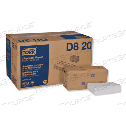 OEM#: D820ADVANCED МЯГКИЕ САЛФЕТКИ ДЛЯ ДИСПЕНСЕРА МИНИ-СЛОЖЕНИЯ, 1-СЛОЙНЫЕ, 13 X 12, БЕЛЫЕ, 6000/КОРОБКА от Tork