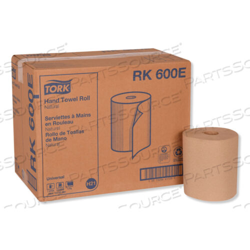 OEM#: RK600EUNIVERSAL HARDWOUND ROLL TOWEL, 1-PLY, 7.88 X 600 FT, NATURAL, 12/CARTON by Tork