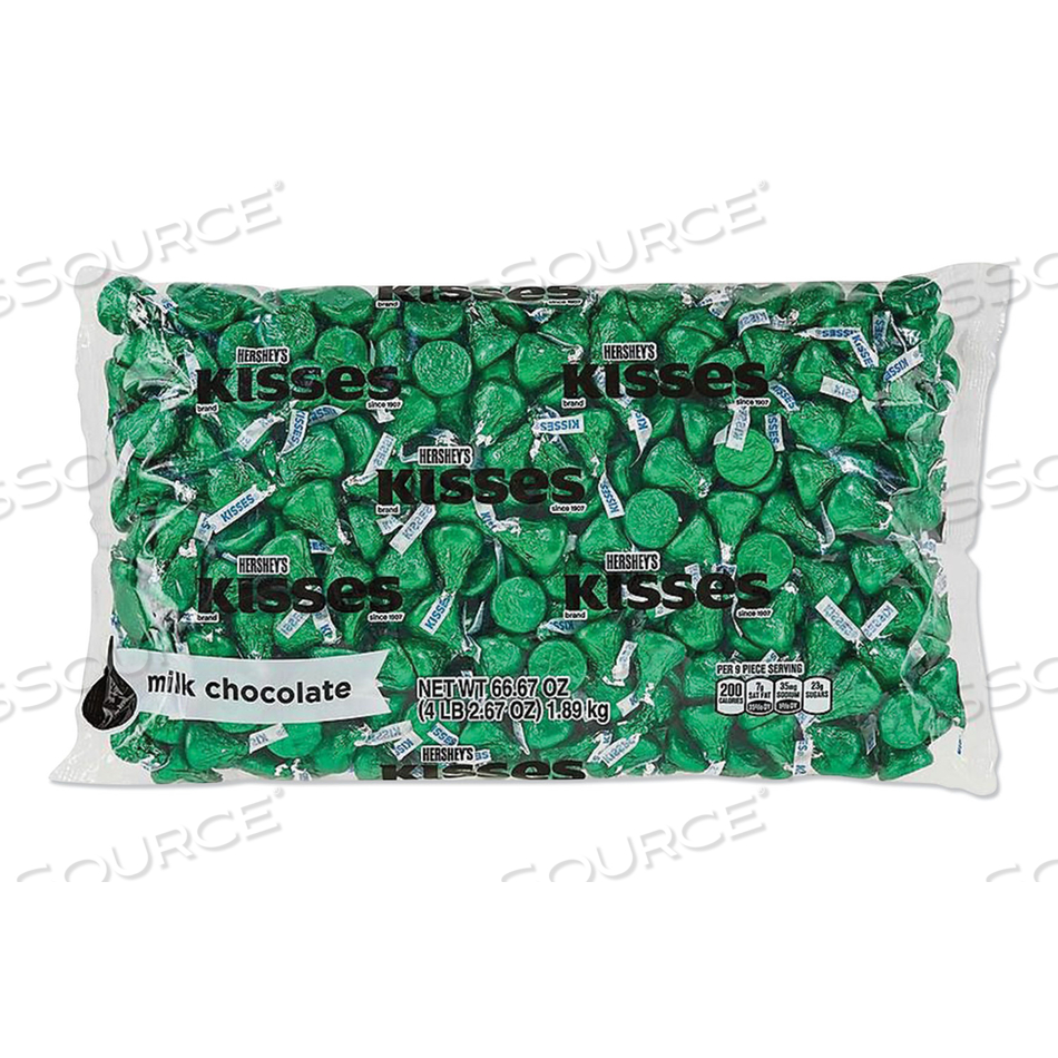 OEM#: HEC60347KISSES, MILK CHOCOLATE, GREEN WRAPPERS, 66.7 OZ BAG by Hersheys