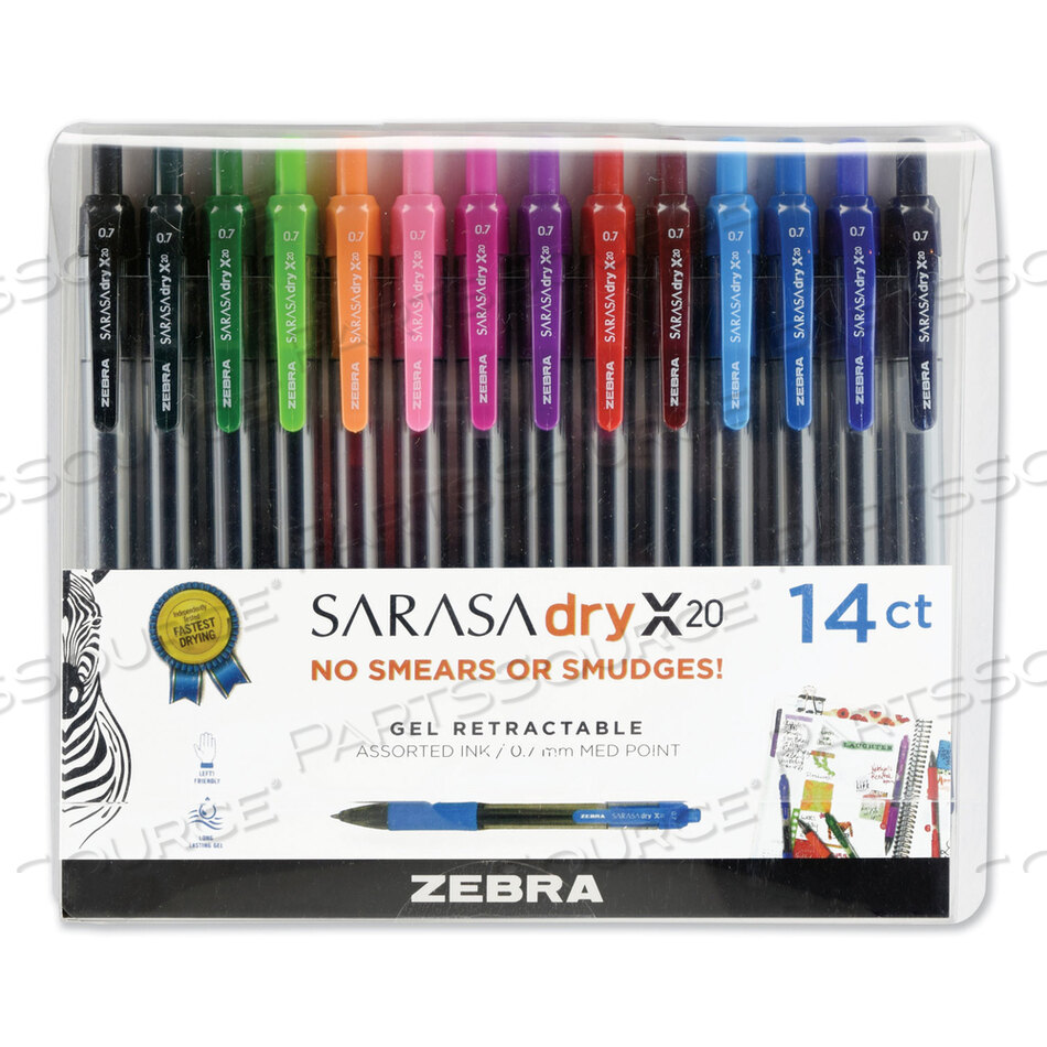 OEM#: 46824ГЕЛЕВАЯ РУЧКА SARASA DRY GEL X20, ВЫДВИЖНАЯ, СРЕДНЯЯ 0,7 ММ, РАЗНЫЕ ЦВЕТА ЧЕРНИЛ И КОРПУСА, 14 ШТ. В УПАКОВКЕ от Zebra Pen Corporation