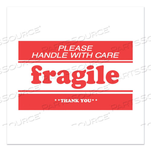 OEM#: DL1271 НАПЕЧАТАННЫЕ ЭТИКЕТКИ С СООБЩЕНИЯМИ, ХРУПКИЕ-ОБРАЩАЙТЕСЬ С ОСТОРОЖНОСТЬЮ-СПАСИБО, 2 X 3, БЕЛЫЕ/КРАСНЫЕ, 500/РУЛОН от Decker Tape Products