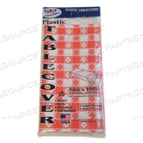 OEM#: TBL549RDGКомплект столов, прямоугольные чехлы для столов, прочный пластик, 54 X 108, клетка красного/белого цвета, 6 шт. в упаковке от Tablemate