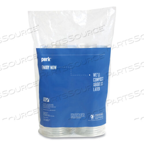 OEM#: PK56197ECO-ID КОМПОСТИРУЕМЫЕ ПЛАСТИКОВЫЕ СТАКАНЧИКИ ДЛЯ ХОЛОДНЫХ НАПИТКОВ ИЗ КУКУРУЗЫ PLA, 16 УНЦИЙ, ПРОЗРАЧНЫЕ/ЗЕЛЕНЫЕ, 50 ШТ./УПАКОВКА, 6 УПАКОВОК/КОРОБКА от Perk