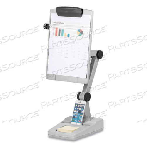 ДЕРЖАТЕЛЬ КОПИРА С ГИБКИМ РЫЧАГОМ И УСИЛЕННЫМ ОСНОВАНИЕМ, ВМЕСТИМОСТЬЮ 150 ЛИСТОВ, ПЛАСТИК, ПЛАТИНА/ГРАФИТ