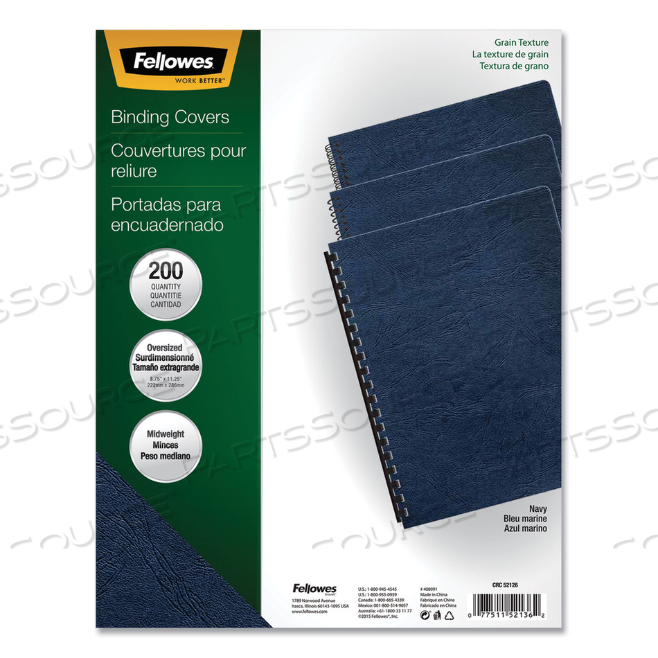 OEM#: 52136EXPRESSIONS CLASSIC GRAIN TEXTURE ПРЕЗЕНТАЦИОННЫЕ ОБЛОЖКИ ДЛЯ СИСТЕМ ПЕРЕПЛЕТЕНИЯ, ТЕМНО-СИНИЕ, 11,25 X 8,75, НЕПЕРФОРИРОВАННЫЕ, 200 ШТ./УПАКОВКА от Fellowes