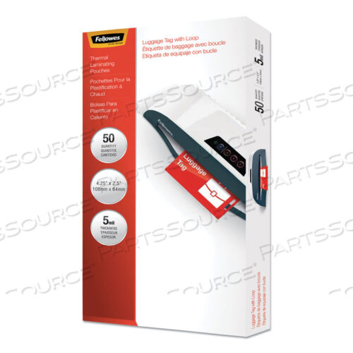 OEM#: 52034 ПАКЕТЫ ДЛЯ ЛАМИНИРОВАНИЯ, 5 МИЛ, 4,25 X 2,5, ГЛЯНЦЕВЫЙ ПРОЗРАЧНЫЙ, 50 ШТ./УПАКОВКА от Fellowes