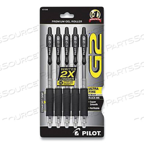 OEM#: G23C5BLKG2 ПРЕМИУМ ГЕЛЕВАЯ РУЧКА, ВЫДВИЖНАЯ, СВЕРХТОНКАЯ 0,38 ММ, ЧЕРНЫЕ ЧЕРНИЛА, ПРОЗРАЧНЫЙ/ЧЕРНЫЙ КОРПУС, 5 ШТ. В УПАКОВКЕ от Pilot