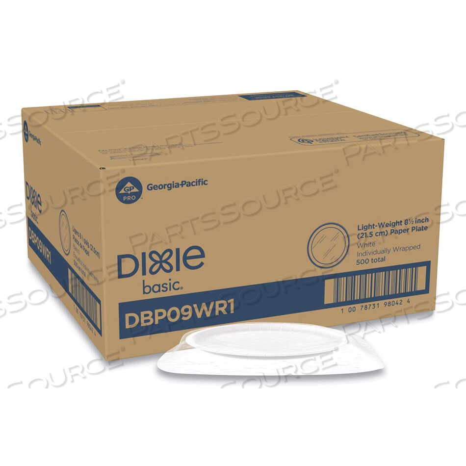 OEM#: DBP09WR1БЕЛЫЕ БУМАЖНЫЕ ТАРЕЛКИ, ДИАМЕТРОМ 8,5, ИНДИВИДУАЛЬНО УПАКОВАННЫЕ, БЕЛЫЕ, 500 ШТ./КОРОБКА от Dixie