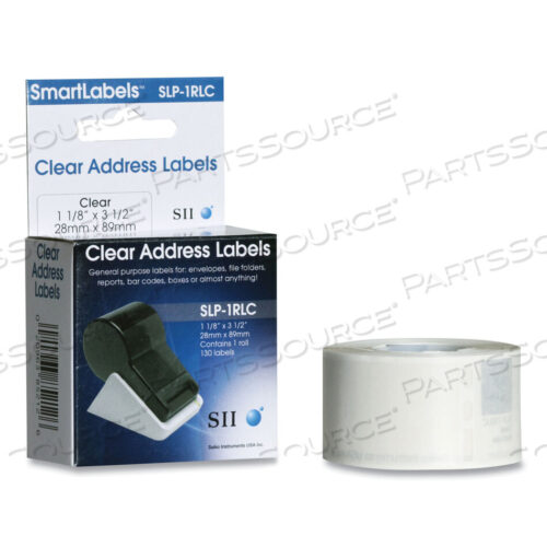 OEM#: SLP2RLCSLP-2RLC SELF-ADHESIVE ADDRESS LABELS, 1.12 X 3.5, CLEAR, 130 LABELS/ROLL, 2 ROLLS/BOX by Seiko Instruments USA Inc.