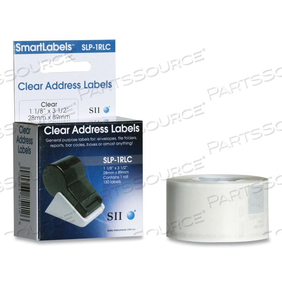 OEM#: SLP2RLCSLP-2RLC SELF-ADHESIVE ADDRESS LABELS, 1.12 X 3.5, CLEAR, 130 LABELS/ROLL, 2 ROLLS/BOX by Seiko Instruments USA Inc.