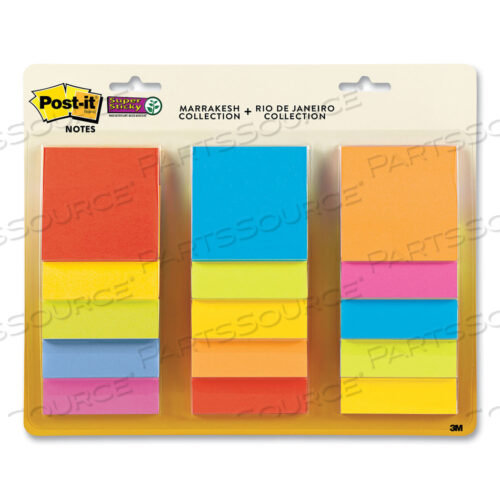 PAD COLLECTION ASSORTMENT PACK, 3 X 3, ENERGY BOOST AND PLAYFUL PRIMARIES COLOR COLLECTIONS, 45 SHEETS/PAD, 15 PADS/PACK