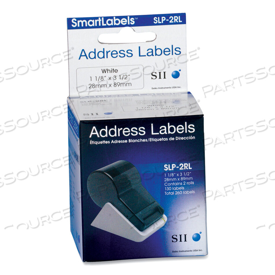 OEM#: SLP-2RLSLP-2RL SELF-ADHESIVE ADDRESS LABELS, 1.12 X 3.5, WHITE, 130 LABELS/ROLL, 2 ROLLS/BOX by Seiko Instruments USA Inc.