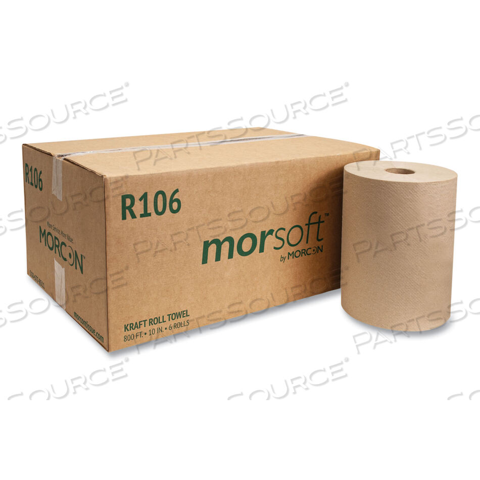 OEM#: R10610 INCH ROLL TOWELS, 1-PLY, 10 X 800 FT, KRAFT, 6 ROLLS/CARTON by Morcon Tissue