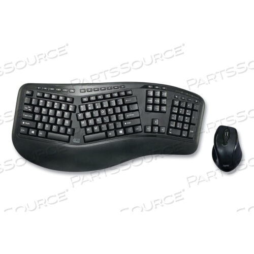 OEM#: WKB1500GBWKB1500GB WIRELESS ERGONOMIC KEYBOARD AND MOUSE, 2.4 GHZ FREQUENCY/30 FT WIRELESS RANGE, BLACK by Adesso, Inc.