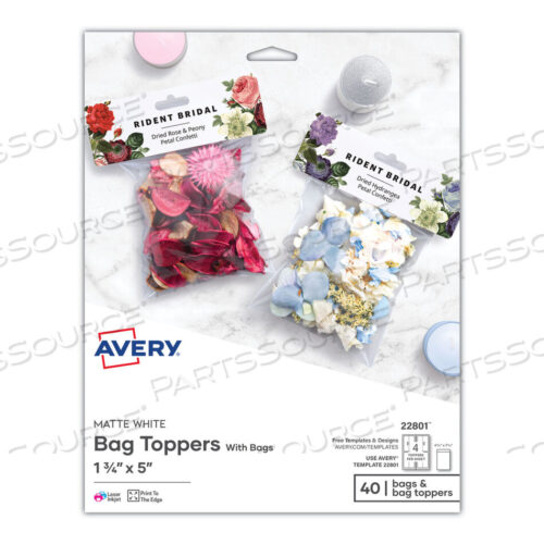 OEM#: 22801SURE FEED ПЕЧАТНЫЕ ТОППЕРЫ С МЕШКАМИ, 1,75 X 5, БЕЛЫЕ, 40 ШТ./УПАКОВКА от Avery