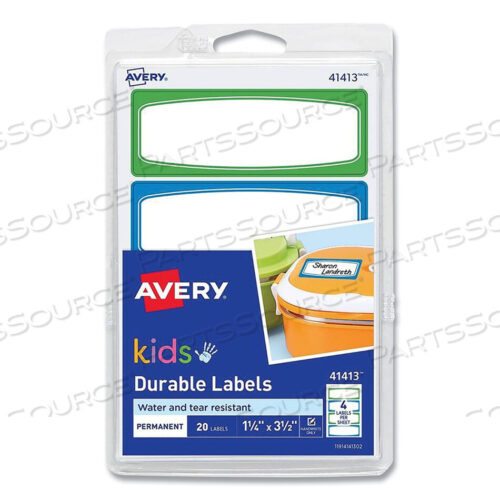 OEM#: 41413ЭТИКЕТКИ ДЛЯ ИДЕНТИФИКАЦИИ ОТ РУКИ AVERY KIDS, 3,5 X 1,25, РАЗНЫЕ ЦВЕТА ГРАНИЦ, 4 ЭТИКЕТКИ/ЛИСТ, 5 ЛИСТОВ/УПАКОВКА от Avery