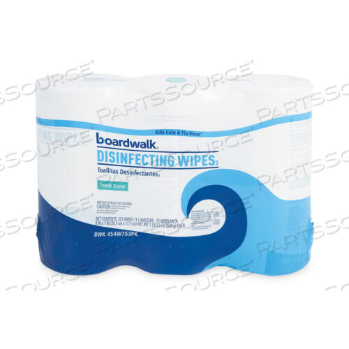 OEM#: BWK454W753PKДЕЗИНФИЦИРУЮЩИЕ САЛФЕТКИ, 7 X 8, СВЕЖИЙ АРОМАТ, 75/КАНИСТРА, 3 КАНИСТРЫ/УПАКОВКА от Boardwalk