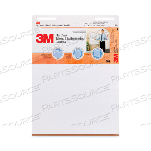 OEM#: 570Профессиональный флип-чарт, нелинованный, 25 X 30, белый, 40 листов, 2 в коробке от 3M Consumer