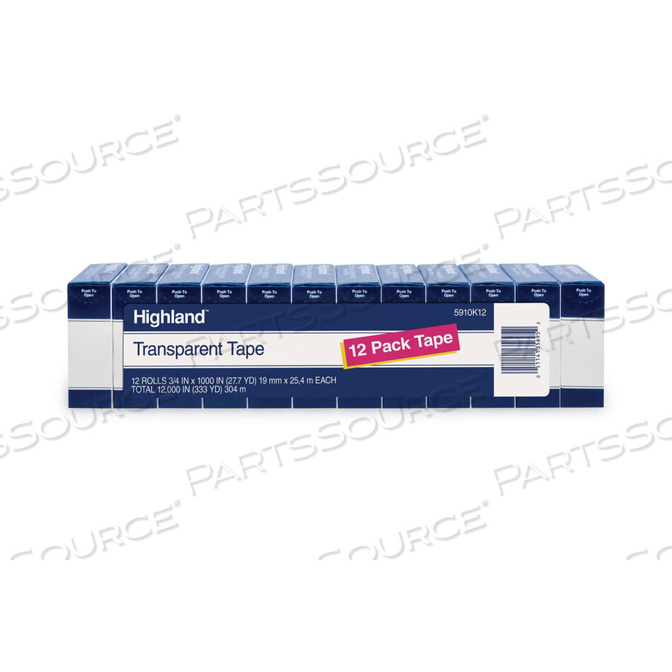OEM#: 5910K12ПРОЗРАЧНАЯ ЛЕНТА, 1 ЯДРО, 0,75 X 83,33 ФУТА, ПРОЗРАЧНАЯ, 12/УПАКОВКА от Highland