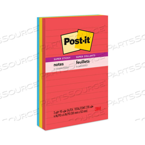 OEM#: 6603SSANPADS IN PLAYFUL PRIMARY COLLECTION COLORS, NOTE RULED, 4 X 6, 90 SHEETS/PAD, 3 PADS/PACK by 3M Consumer