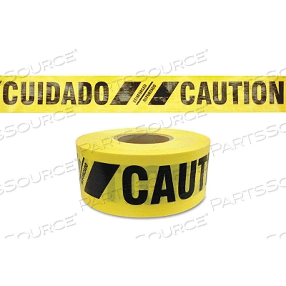 OEM#: SBR35XY13 УСИЛЕННАЯ ЛЕНТА ДЛЯ БАРРИКАДЫ, 3 ДЮЙМА X 500 ФУТОВ, ПРЕДУПРЕЖДЕНИЕ/БЕЗОПАСНОСТЬ, ЖЕЛТАЯ от Presco