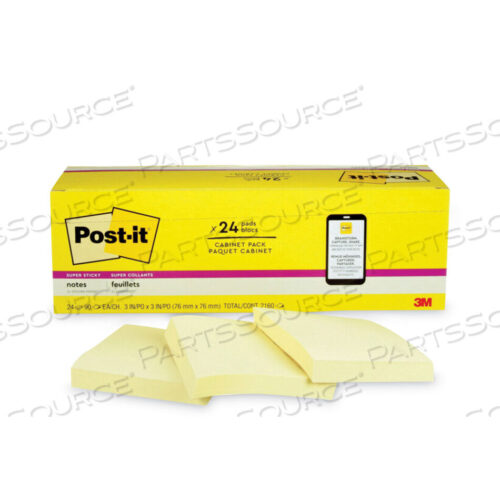 OEM#: 654-24SSCPPADS IN CANARY YELLOW, CABINET PACK, 3 X 3, 90 SHEETS/PAD, 24 PADS/PACK by 3M Consumer