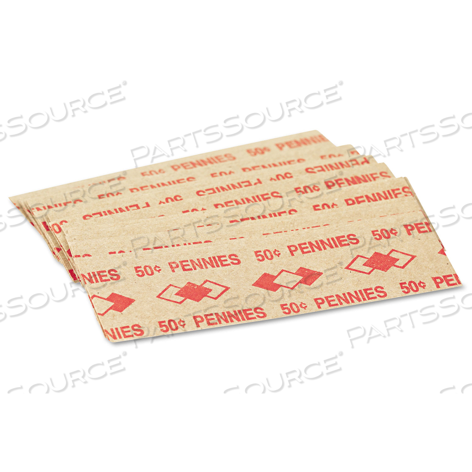 OEM#: 53001 ТРУБЧАТЫЕ ОБЕРТКИ ДЛЯ МОНЕТ, ПЕННИ, $.50, ОТКИДЫВАЮЩИЕСЯ ОБЕРТКИ, 1000/УПАК от Iconex