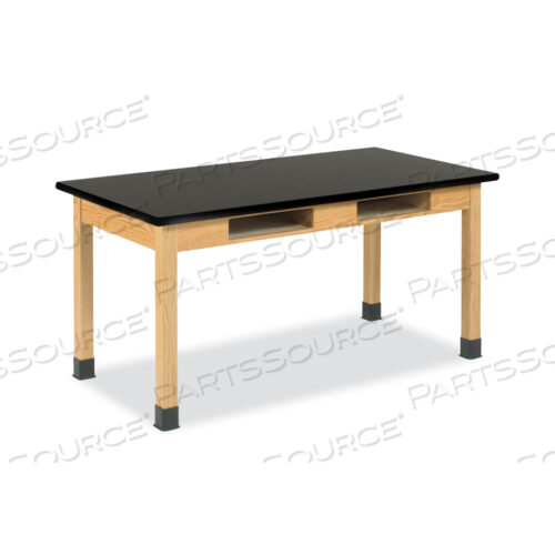 СТОЛ ДЛЯ НАУЧНЫХ РАБОТ С ОТДЕЛЕНИЕМ ДЛЯ КНИГ, 54 Ш X 24 Г X 30 В, СТОЛЕШНИЦА ИЗ ЧЕРНОЙ ФЕНОЛЬНОЙ СМОЛЫ, ОСНОВАНИЕ ИЗ ДУБА