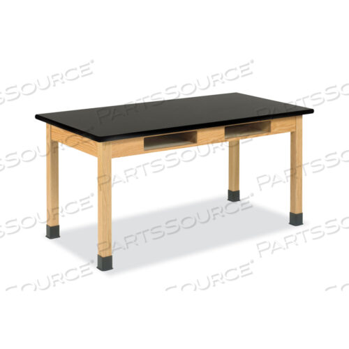 СТОЛ ДЛЯ НАУЧНЫХ РАБОТ С ОТДЕЛЕНИЕМ ДЛЯ КНИГ, 60 Ш X 24 Г X 30 В, СТОЛЕШНИЦА ИЗ ЧЕРНОГО ЛАМИНАТА ВЫСОКОГО ДАВЛЕНИЯ (HPL), ОСНОВАНИЕ ИЗ ДУБА