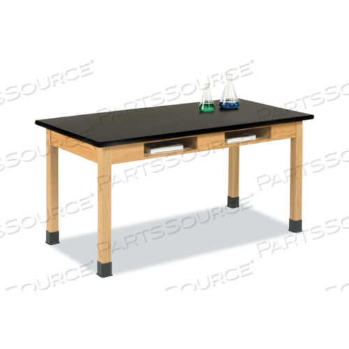 СТОЛ ДЛЯ НАУЧНЫХ РАБОТ С ОТДЕЛЕНИЕМ ДЛЯ КНИГ, 60 Ш X 30 Г X 30 В, СТОЛЕШНИЦА ИЗ ЧЕРНОГО ЛАМИНАТА ВЫСОКОГО ДАВЛЕНИЯ (HPL), ОСНОВАНИЕ ИЗ ДУБА